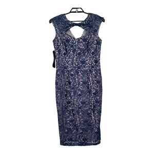 JS Collections dress Daniela Bow tea length blue size 14 DEFECT